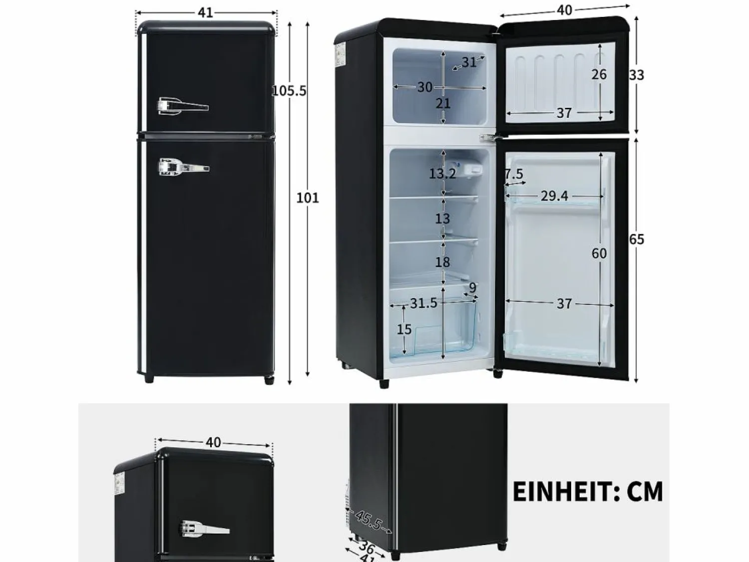 Online Frigorífico retro de 92L con 2 puertas e iluminación LED - -27°C a 13°C - Electrodomésticos De Frío