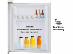 Frigorífico retro, frigorífico de doble puerta superior e inferior, volumen total de 72 litros, con volumen de congelador de 21 litros, 120 kWh/año, luz LED Blanco