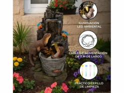 New Fuente de Agua de Jardín "Otter Oasis" con luz LED y cable de 7m Fuente Agua