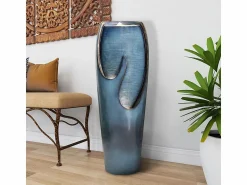 Fuente de agua de pared de cristal y poliresina, diseño elegante, color turquesa, para uso interior y exterior (29x34,5x98cm) Verde