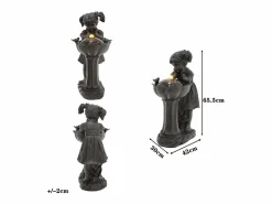 Clearance Fuente de exterior con figura de niña para jardín/terraza/balcón/césped - 42 x 30 x 65,5 cm - con LED - Resina - Fuente Agua