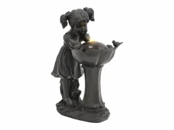 Clearance Fuente de exterior con figura de niña para jardín/terraza/balcón/césped - 42 x 30 x 65,5 cm - con LED - Resina - Fuente Agua