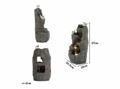 Merax Fuente de exterior para jardín/terraza/balcón/césped - 25,5 x 19 x 47 cm - con LED - Resina - Gris