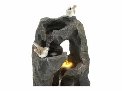 Merax Fuente de exterior para jardín/terraza/balcón/césped - 25,5 x 19 x 47 cm - con LED - Resina - Gris
