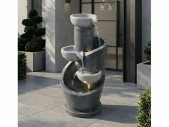 Merax Fuente de jardín para jardín y patio - 25 x 24 x 50 cm - con LED + bomba de agua - Resina -
