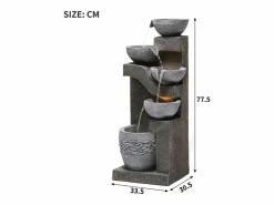 Discount Merax Fuente de jardín para jardín y patio - 33,5 x 30,5 x 77,5 cm - con LED + bomba de agua - Resina - Gris