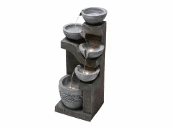 Discount Merax Fuente de jardín para jardín y patio - 33,5 x 30,5 x 77,5 cm - con LED + bomba de agua - Resina - Gris