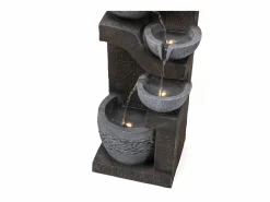 Discount Merax Fuente de jardín para jardín y patio - 33,5 x 30,5 x 77,5 cm - con LED + bomba de agua - Resina - Gris