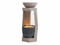 Merax Fuente de jardín para jardín y patio - 36,5 x 36 x 81,5 cm - con LED + bomba de agua - Resina -