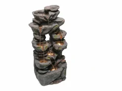 Discount Fuente de jardín para jardín y patio - 40 x 36 x 90 cm - con LED + bomba de agua - Resina - Fuente Agua