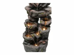 Discount Fuente de jardín para jardín y patio - 40 x 36 x 90 cm - con LED + bomba de agua - Resina - Fuente Agua