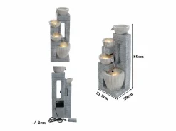 Merax Fuente de jardín para patio/balcón/césped - 31,5 x 29 x 80 cm - con LED - Resina -