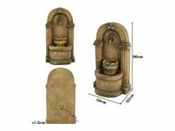 Fuente decorativa de jardín con soporte - 50 x 32 x 90 cm - estilo antiguo - para jardín/estanque/patio/balcón - Resina - marrón Fuente Agua