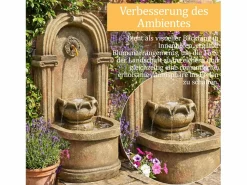 Fuente decorativa de jardín con soporte - 50 x 32 x 90 cm - estilo antiguo - para jardín/estanque/patio/balcón - Resina - marrón Fuente Agua