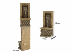 Merax Fuente decorativa de jardín con soporte - 37 x 31,5 x 89 cm - estilo antiguo - 3 estanques con agua corriente - Resina - marrón