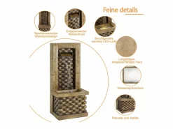 Merax Fuente decorativa de jardín con soporte - 37 x 31,5 x 89 cm - estilo antiguo - 3 estanques con agua corriente - Resina - marrón