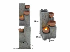 Sale Merax Fuente decorativa de jardín con soporte - 27 x 26 x 31 cm - estilo antiguo - 3 estanques con agua corriente - Resina - Gris
