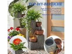Sale Merax Fuente decorativa de jardín con soporte - 27 x 26 x 31 cm - estilo antiguo - 3 estanques con agua corriente - Resina - Gris