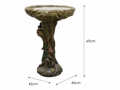 Best Fuente para pájaros de hormigón, diseño de madera, con pájaro decorativo (45,5x45,5x65 cm) Fuente Agua