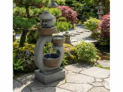 Merax Fuente zen de exterior para jardín, terraza, balcón o césped - 44,5 x 25 x 95 cm - con LED - Resina -