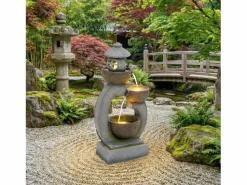 Merax Fuente zen de exterior para jardín, terraza, balcón o césped - 44,5 x 25 x 95 cm - con LED - Resina -
