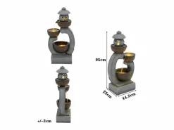 Merax Fuente zen de exterior para jardín, terraza, balcón o césped - 44,5 x 25 x 95 cm - con LED - Resina -