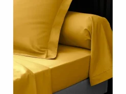 New Promo Linge Funda de Almohada de Algodón Percal 85x185cm Curry Amarillo