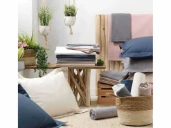 Best Funda de Almohada de Rulo Percalina 85x185 cm 100% Algodón Liso Acabado Punto de Ojales Funda De Travesaño