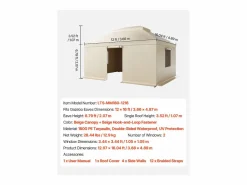 Outlet Funda de Gazebo Invierno SucceBuy, 3,66 x 4,9 m, Cubierta de Gazebo con Techo Rígido Doble, con Paneles Laterales, Ventanas de Malla, Material PE Alta Densidad Cenador Y Quiosco