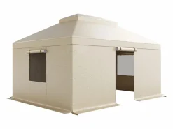 Outlet Funda de Gazebo Invierno SucceBuy, 3,66 x 4,9 m, Cubierta de Gazebo con Techo Rígido Doble, con Paneles Laterales, Ventanas de Malla, Material PE Alta Densidad Cenador Y Quiosco