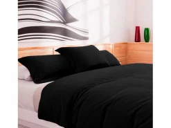 Sale Soleil d'ocre Funda nórdica de algodón de 57 hilos 240x220 cm liso, por Negro