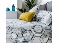 Cotton Artean Funda nórdica MARMOL percal algodón y blanco 240x260 Cama 150