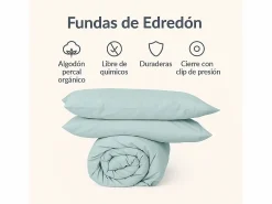 Morfeo Descanso Funda nórdica verde agua 105x190/200 - 100% algodón orgánico premium Verde claro