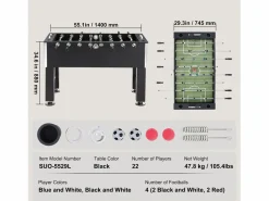 Discount Futbolín Mesa de Juego de Futbolín SucceBuy Mesa de Futbolín de 139.7 cm, Juego de Fútbol Estándar para Uso Doméstico Negro