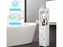 New Gabinete de baño moderno, unidad de almacenamiento en pie con 4 cajones, armario de almacenamiento, 18x20x80cm - Columna De Baño