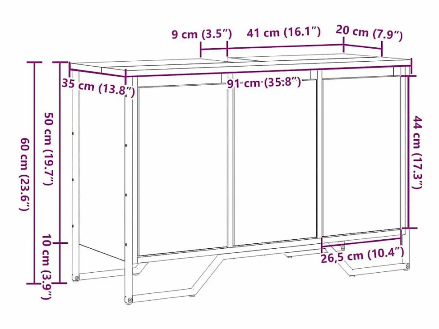 Sale vidaxl Gabinete de Lavabo Otro con puerta Madera Vieja 91 x 35 x 60 cm Marru00f3n
