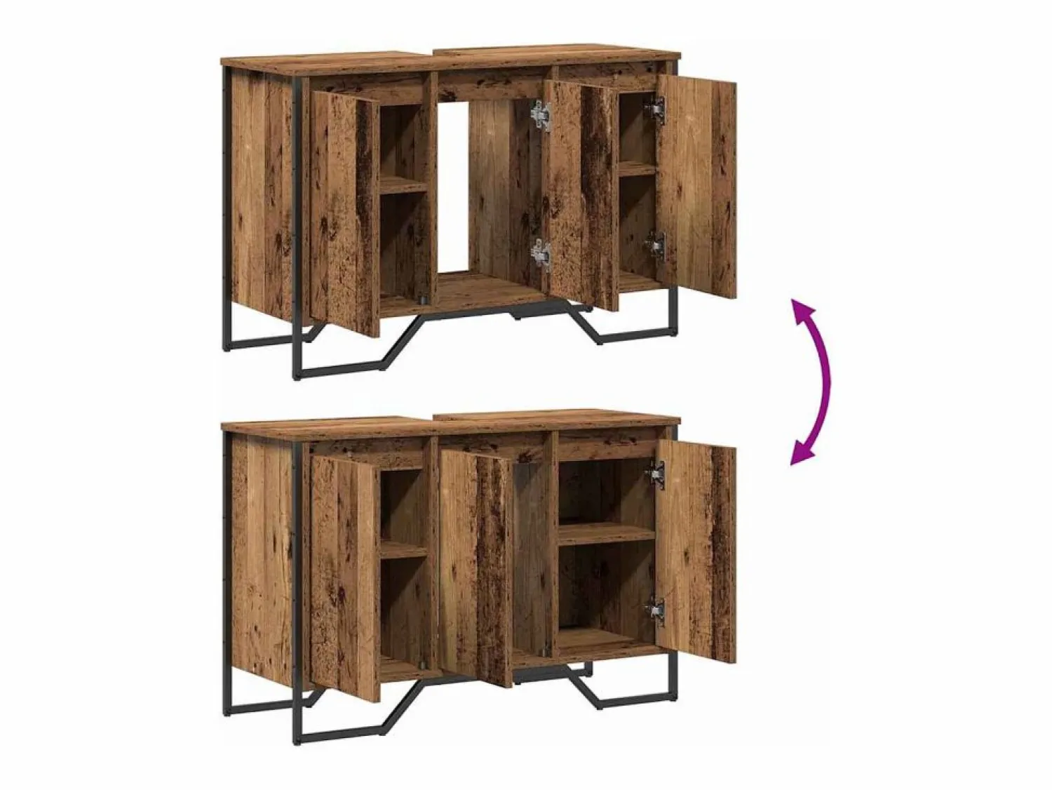 Sale vidaxl Gabinete de Lavabo Otro con puerta Madera Vieja 91 x 35 x 60 cm Marru00f3n