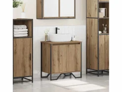 Sale vidaxl Gabinete de Lavabo para Baño Roble artesanal 60 x 35 x 60 cm Marru00f3n