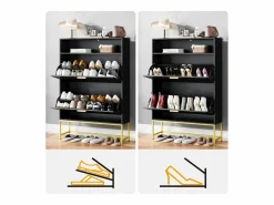 DripeX Gabinete de zapatos, con 2 puertas de subcontratación y 1 estante abierto, antiinclinado, , 80x24x117cm de diseño