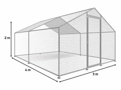 Hot Gallinero 12 m² parque de malla metálica 4 x 3 x 2 M acero galvanizado Cama De Animales De Compañía