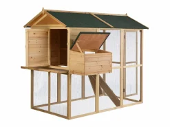 Outlet Gallinero, caseta con cerca de madera- 8 gallinas -Ancho 201 x Alt. 171- natural y verde - GALLUS Cama De Animales De Compañía