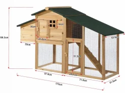 Sale Vente-unique Gallinero con cerca de madera - 4 gallinas - Ancho 173 x Prof. 64 x Alt. 108 - Natural - LEVAS Color natural claro