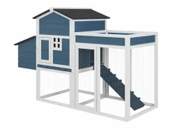 Vente-unique Gallinero con valla y huerto - 4 gallinas - Alt. 109 cm - Azul y blanco CAMPORA Azul / Blanco