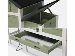 Discount Sweeek Gallinero de madera con corral para 3 gallinas Verde