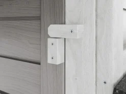 Vente-unique Gallinero de madera con corral, 8 gallinas, L. 201 x P.142 x H. 171 cm, Gris y blanco, GALLUS