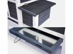 Sweeek Gallinero de madera con corral para 3 gallinas antracita