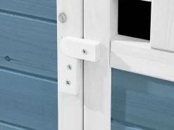 Vente-unique Gallinero de madera con ponedero - 2 gallinas - L. 106 x Prof. 64 x Alt. .71 cm - Azul y blanco - ANSER