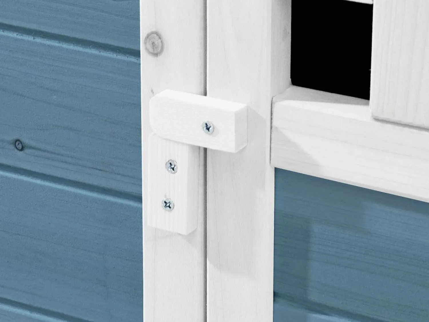 Vente-unique Gallinero de madera con ponedero - 2 gallinas - L. 106 x Prof. 64 x Alt. .71 cm - Azul y blanco - ANSER
