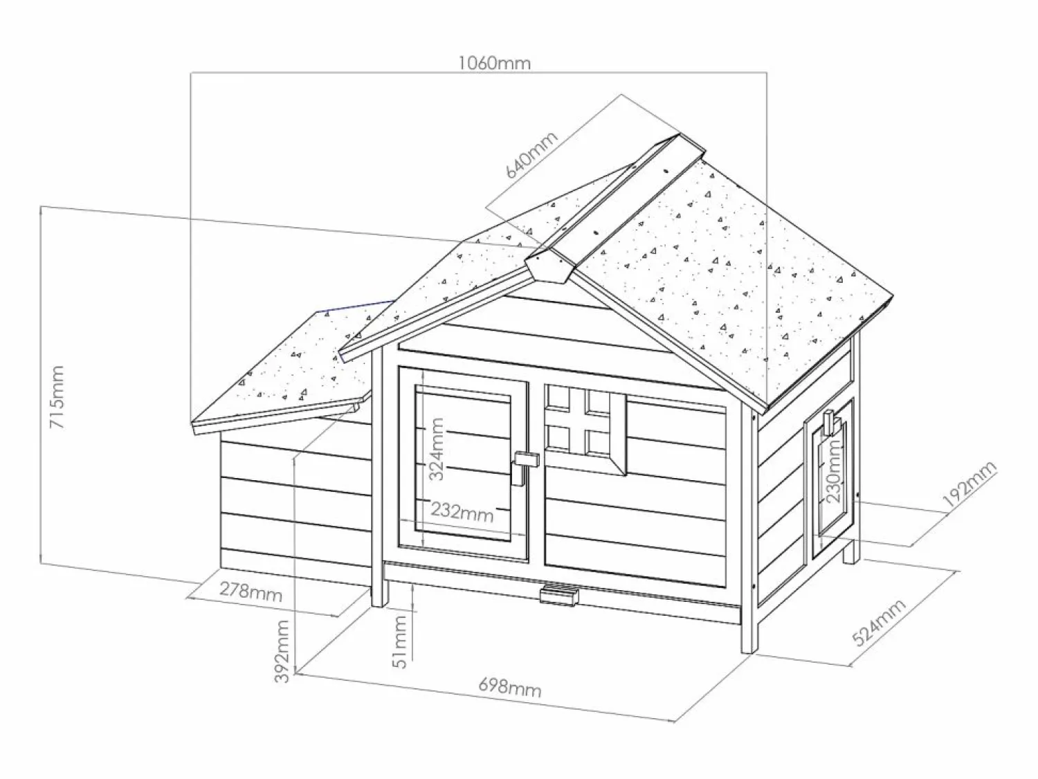 Vente-unique Gallinero de madera con ponedero - 2 gallinas - L. 106 x Prof. 64 x Alt. .71 cm - Azul y blanco - ANSER
