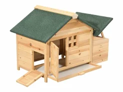 New Vente-unique Gallinero de madera con ponedero - 2 gallinas - Ancho 106 x Prof. 64 x Alt. 71 - Natural- ANSER Color natural claro